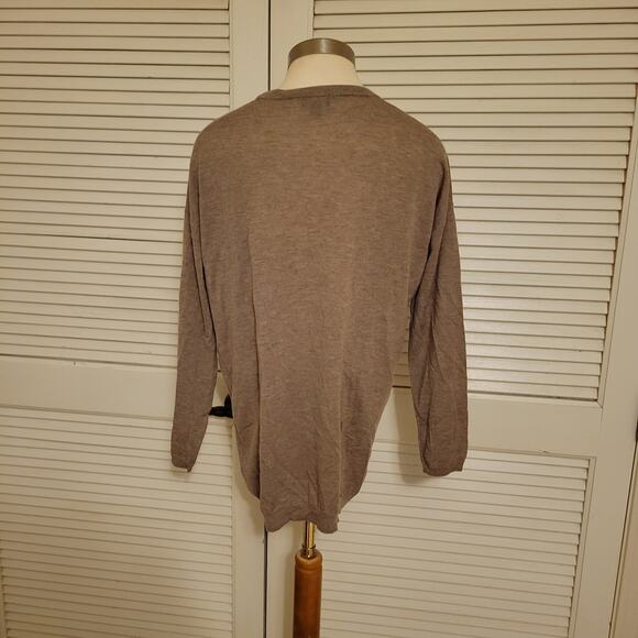 Faconnable Cozy Minimalist Heathered V-Neck Button-Front Cardigan Brown Mens M - Picture 2 of 8